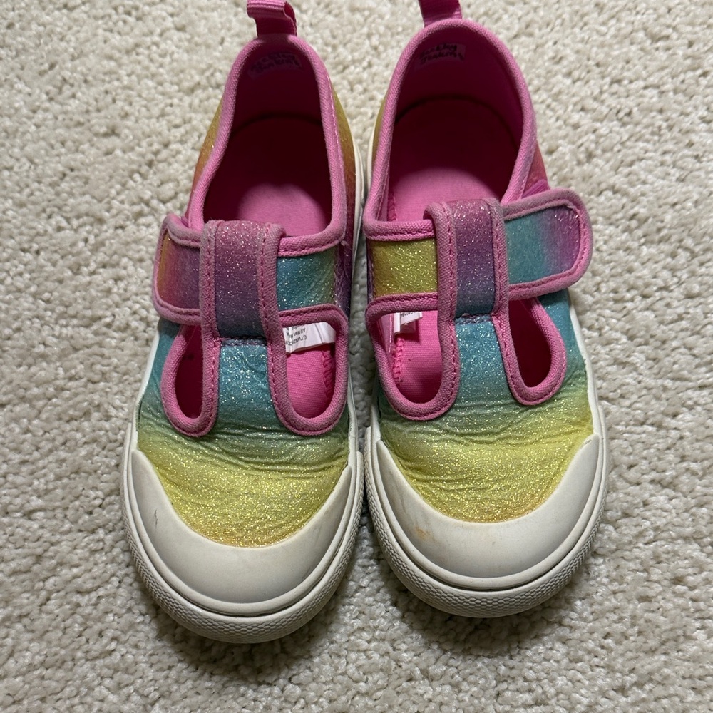 wonder nation Rainbow Glitter Slip-On Sneakers with Pink Trim